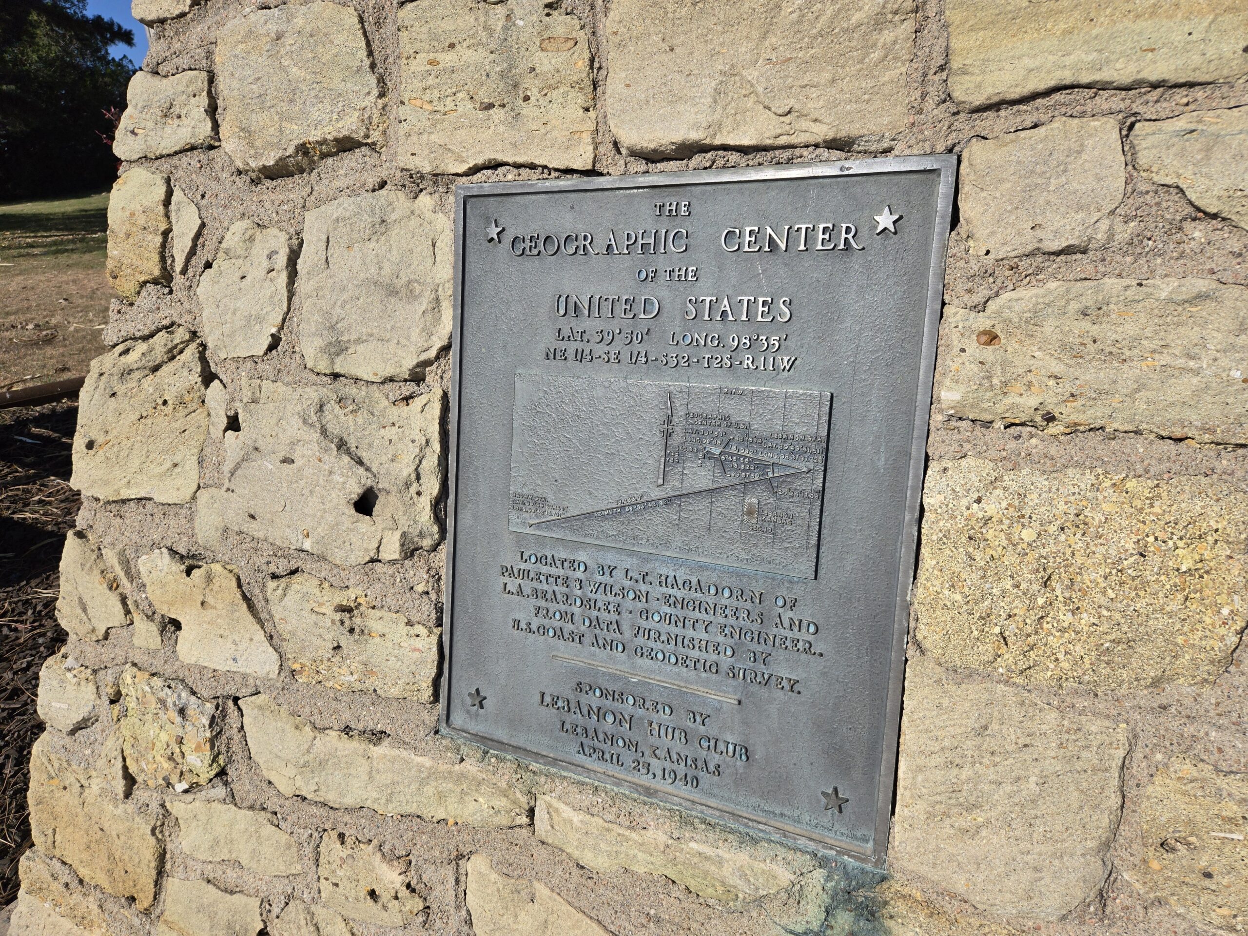 Official Marker of the Geographic Center of the Lower 48 United States near Lebanon Kansas