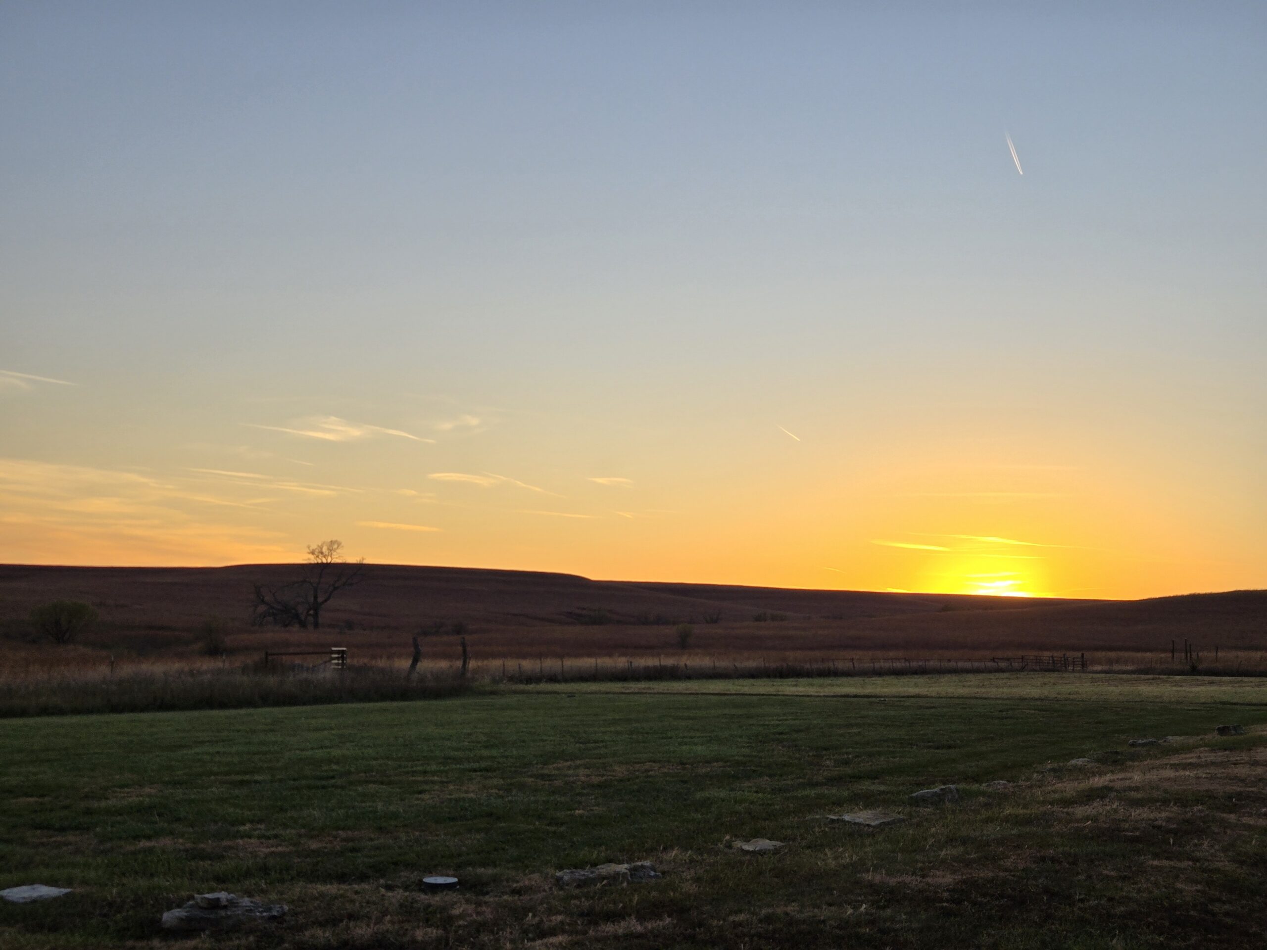 Tallgrass Prairie National Preserve in Kansas at Sunset